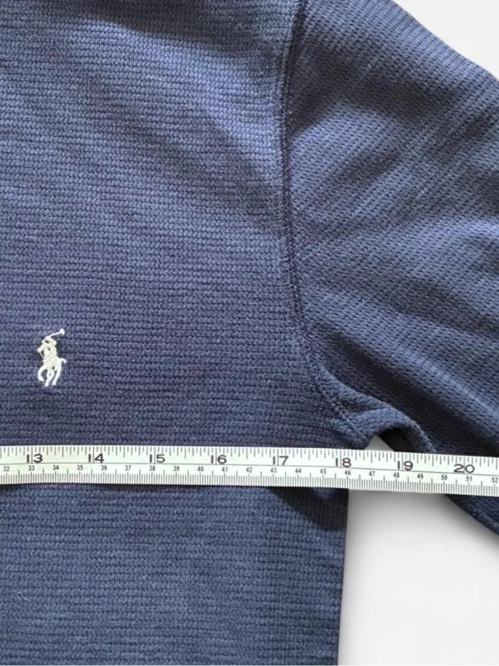 Polo by Ralph Lauren Men’s Navy Long-Sleeve Waffle Knit Crewneck size M